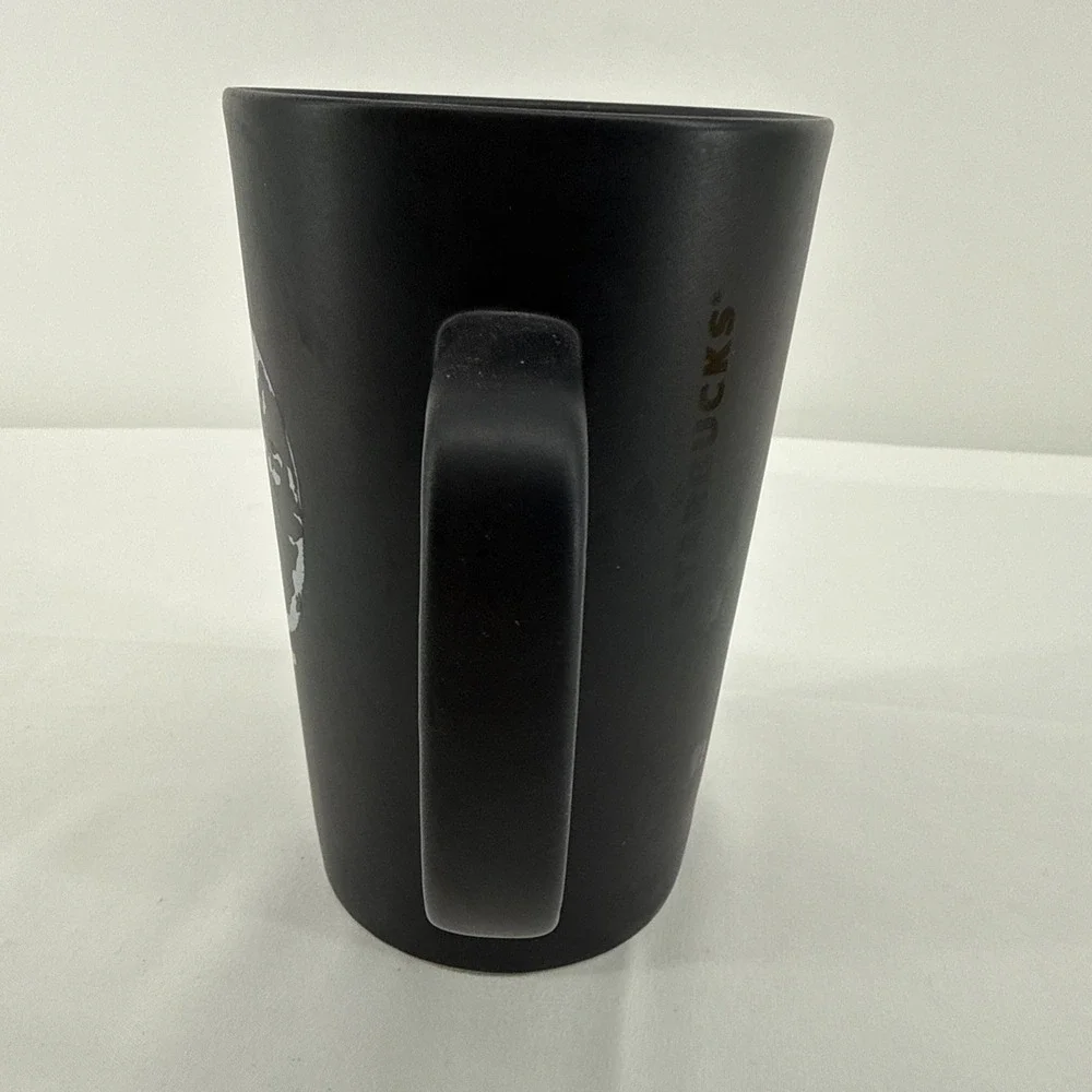 Starbucks 2015 Matte Black Globe Coffee Mug 16 oz Hipster Travel Tourist